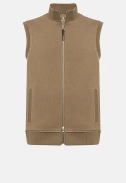 Sweats Et Joggings-Boggi Milano Sweat-shirt Rembourré Sans Manches En Coton Tencel Beige