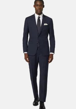 Vestes-Boggi Milano Veste à Micromotif En Laine Extensible bleu marine