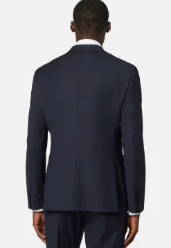 Vestes-Boggi Milano Veste à Micromotif En Laine Extensible bleu marine