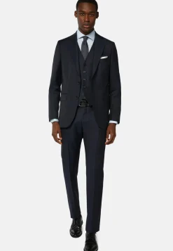 Vestes-Boggi Milano Veste Bleu Marine En Laine Super 130