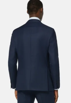 Vestes-Boggi Milano Veste Bleue Œil-de-perdrix En Laine Super 110