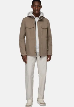 Blousons-Boggi Milano Veste De Treillis En Tissu Technique Recyclé B Tech Taupe