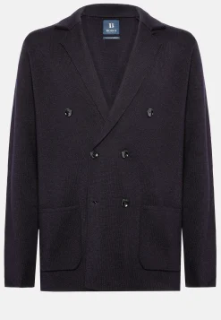 Tricots-Boggi Milano Veste Pull En Laine Mérinos bleu marine